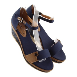 Sandale cu pană J7731-8 bleumarin albastru marin 1