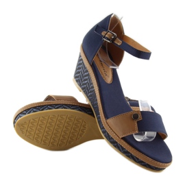 Sandale cu pană J7731-8 bleumarin albastru marin 2