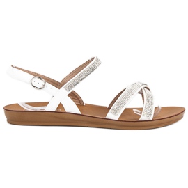 American Club Sandale cu ornamente americane alb 2