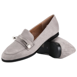 Pantofi gri cu perle 1