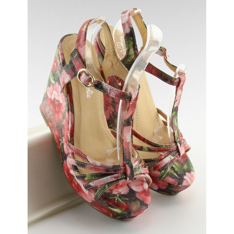 Sandale cu pană YX-17 roșii roșu 1 Sandale cu pană YX-17 roșii roșu 1