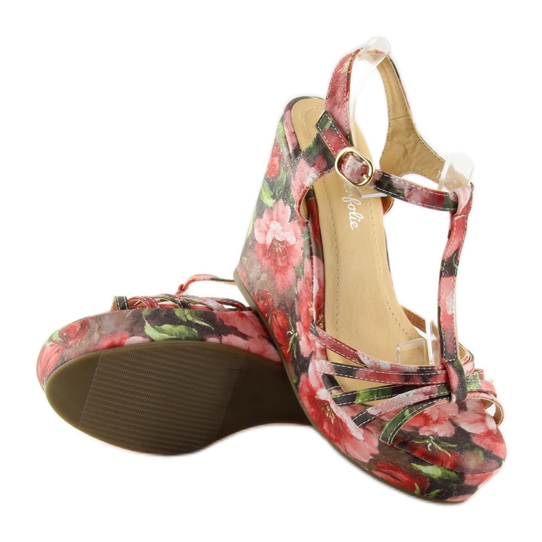 Sandale cu pană YX-17 roșii roșu 2