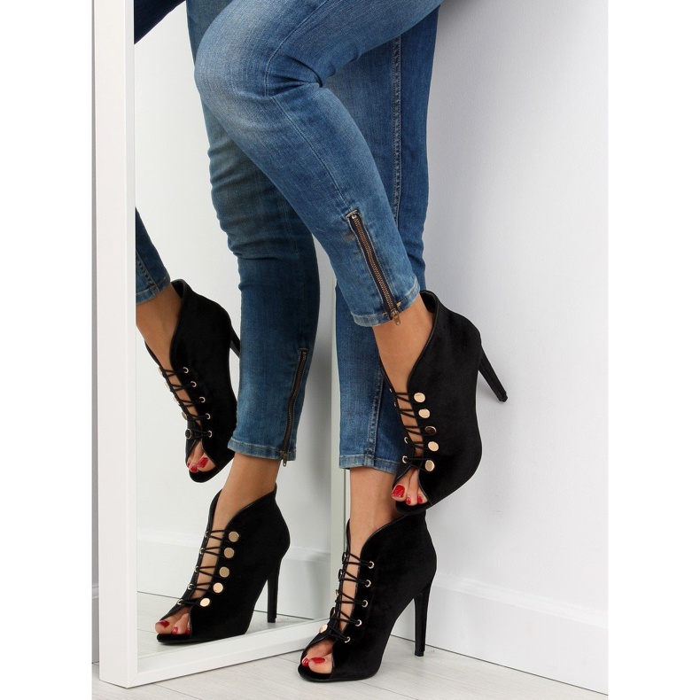 Pompe din catifea cu vârf deschis 1129 Negru 1