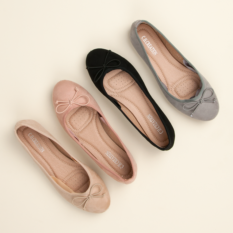 Ch. Creation Balerini din piele de căprioară negru 1