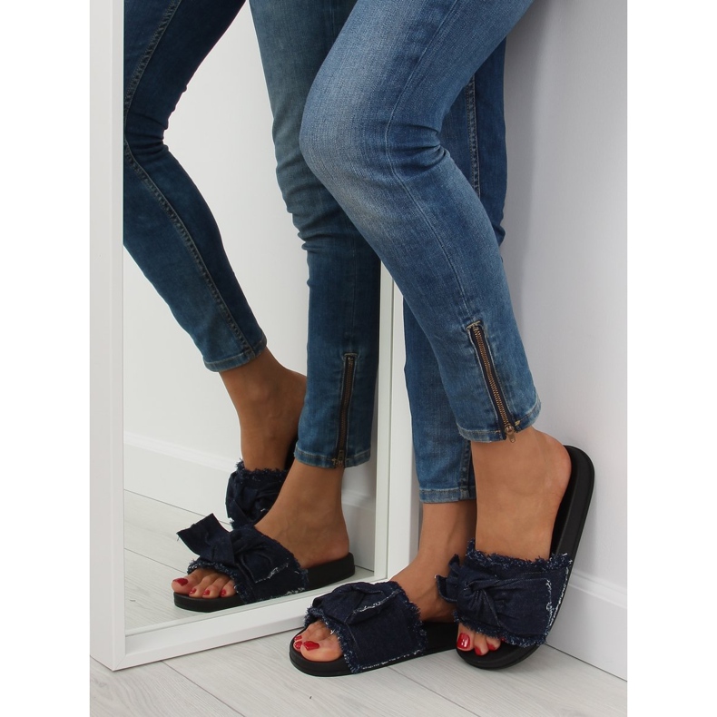 Papuci din denim bleumarin HN55 D.BLUE albastru marin 2