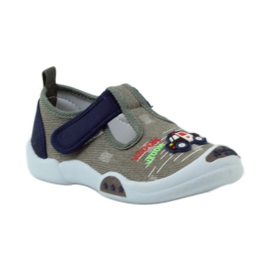 Tenisi copii American Club gri cu Velcro 105/2018 albastru marin 1