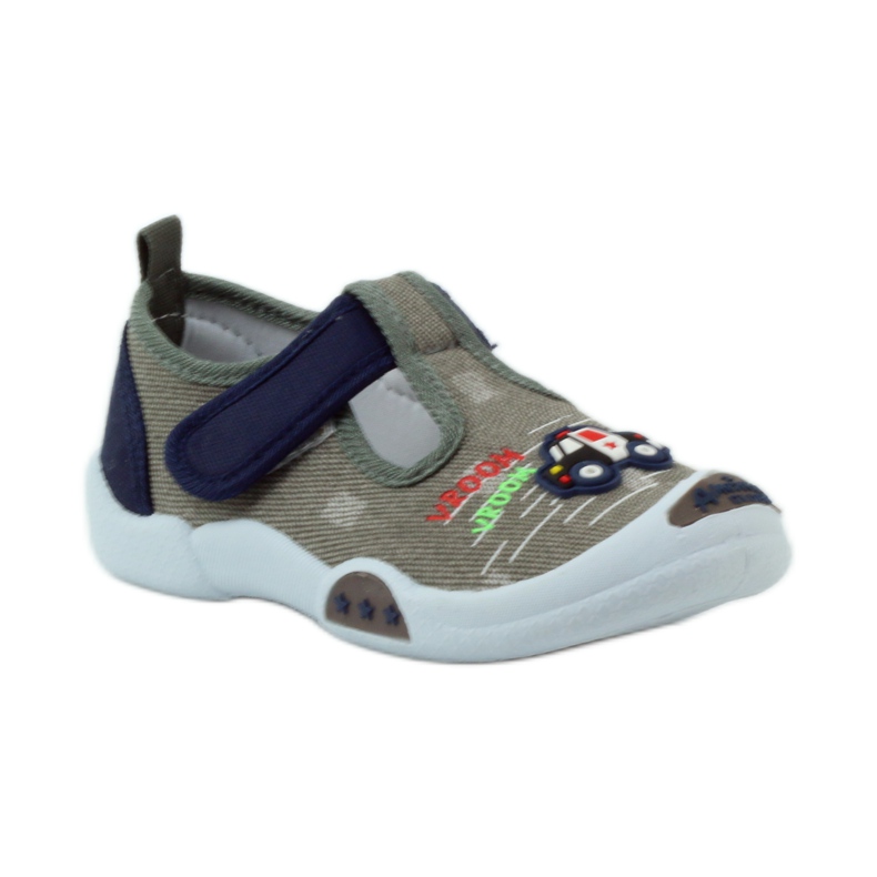 Tenisi copii American Club gri cu Velcro 105/2018 albastru marin 1