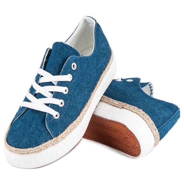 Kylie Creperi cu șireturi pe platformă albastru 1