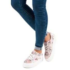 Kylie Adidași din Velour Pe Platformă alb roz 1