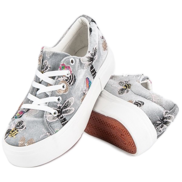 Kylie Adidași din Velour Pe Platformă gri 1