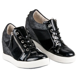 Kylie Adidași tip wedge la modă negru 1
