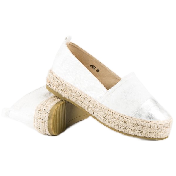 Espadrile slip-on pe platformă alb 2