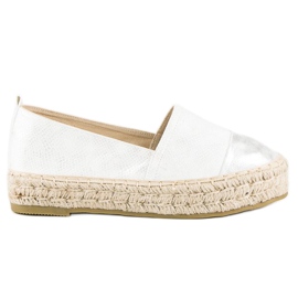 Espadrile slip-on pe platformă alb 5