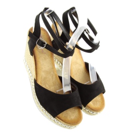 Sandale negre pe pană LJ-5K41 negre negru 2