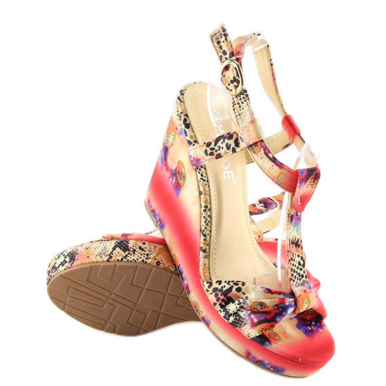 Sandale cu pană din satin 903 roșu roşu 2