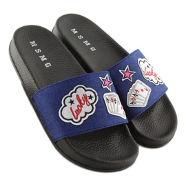 Papuci din denim bleumarin ZY-1205 D.BLUE albastru 1 Papuci din denim bleumarin ZY-1205 D.BLUE albastru 1