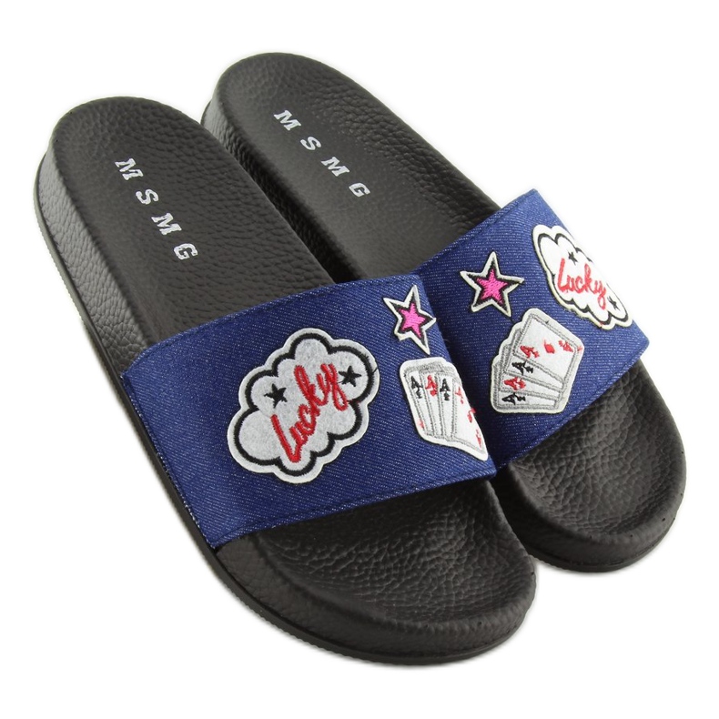 Papuci din denim bleumarin ZY-1205 D.BLUE albastru 1 Papuci din denim bleumarin ZY-1205 D.BLUE albastru 1