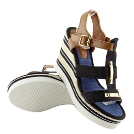 Black YQ05 Sandale negre cu pană negru 1