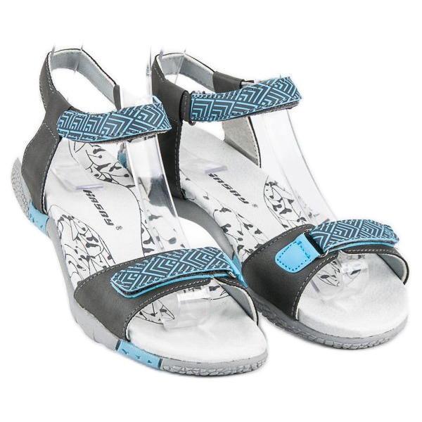 Hasby Sandale plate cu velcro gri 2