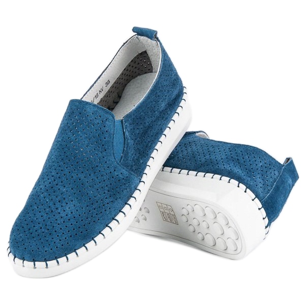 Filippo Pantofi Slip-On Ajurat albastru 2