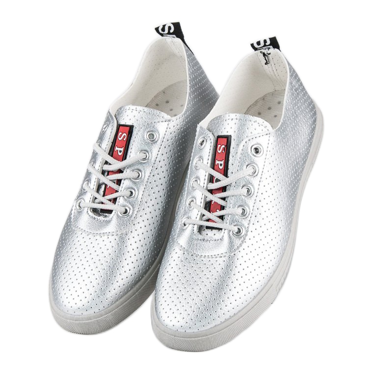 Adidași Argintii Cu Ajurat gri 2