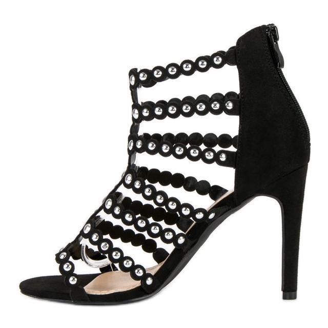 Sandale negre pe toc înalt negru 2