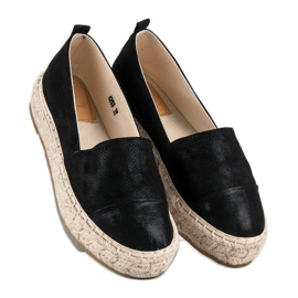 Espadrile slip-on pe platformă negru 3