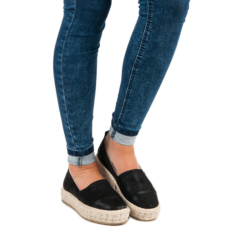 Espadrile slip-on pe platformă negru 1