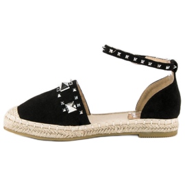 Sandale espadrile plate negru 2