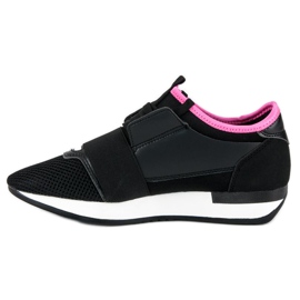 Pantofi sport de alunecare negru roz 1