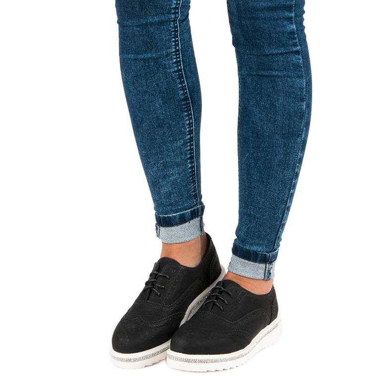 Ideal Shoes Pantofi negri cu șireturi negru 1