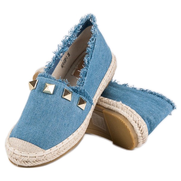 Bestelle Espadrile din denim cu strasuri albastru 2