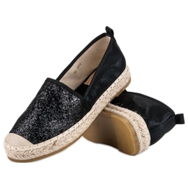 Coura Espadrile negre cu sclipici negru 2