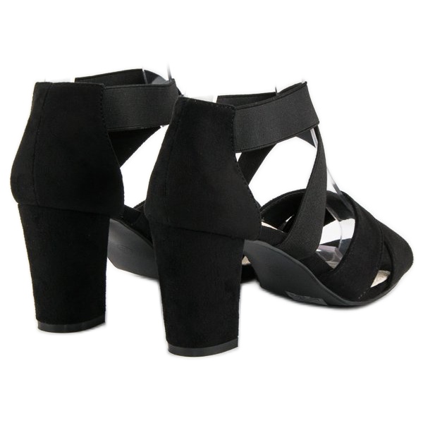 Filippo Sandale de piele intoarsa pe un post negru 1