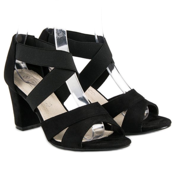 Filippo Sandale de piele intoarsa pe un post negru 2