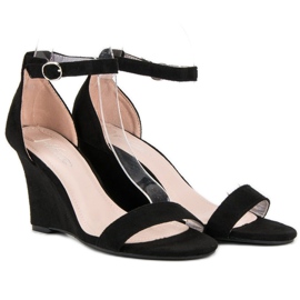 Sandale de piele intoarsa negru 2