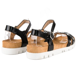 Forever Folie Sandale negre cu strasuri negru 1