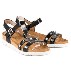 Forever Folie Sandale negre cu strasuri negru 2