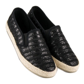 McKey Espadrile cu dungi la modă negru 4