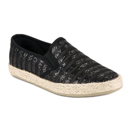 McKey Espadrile cu dungi la modă negru 1