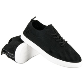 Super Me Tenisi legați de pânză negru 1