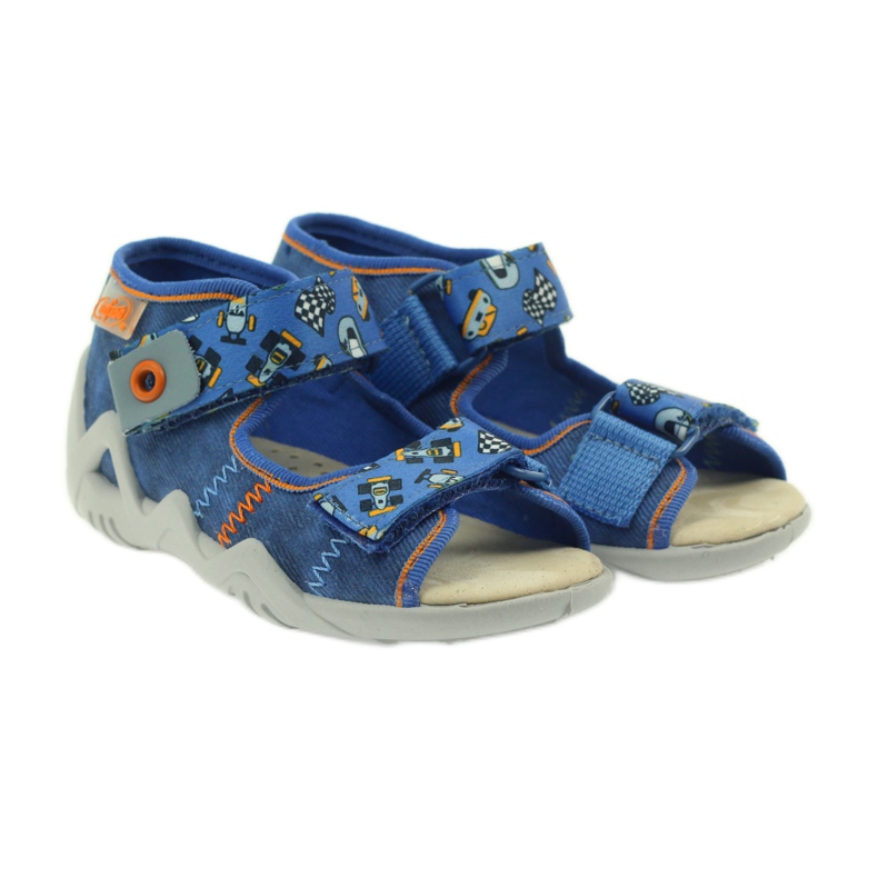 Sandale Befado inserție piele 250p albastru portocale 4