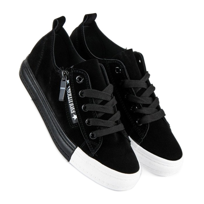 Seastar Tenisi negri din piele intoarsa negru 1