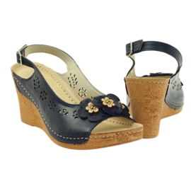 Sandale Gregors 648 cu pană albastru marin 3