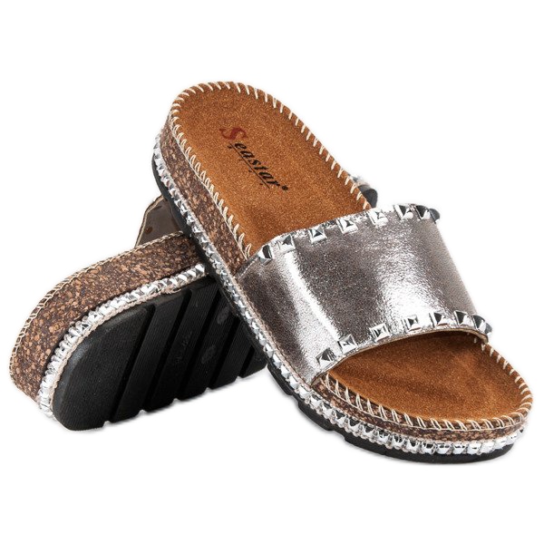 Seastar Papuci de femei eleganti gri 2