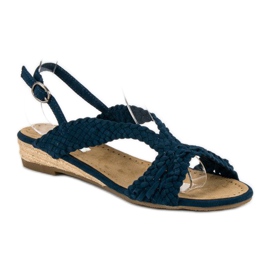 Corina Sandale textile bleumarin albastru 1