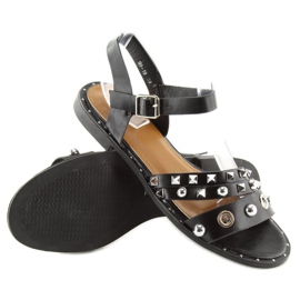 Sandale negre pe talpă plată 99-19 negru 1