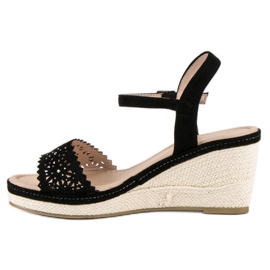 Ideal Shoes Espadrile negre pe pane negru 1