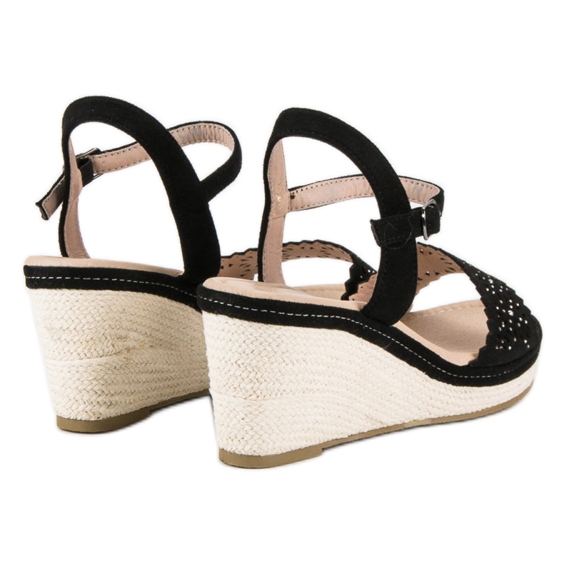 Ideal Shoes Espadrile negre pe pane negru 2 Ideal Shoes Espadrile negre pe pane negru 2