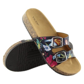 Papuci cu talpă din plută neagră 6231 negru 1 Papuci cu talpă din plută neagră 6231 negru 1